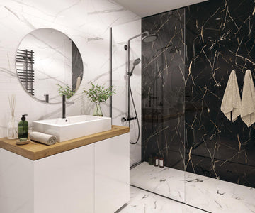 decorative spc wall panel in bathroom renovation
