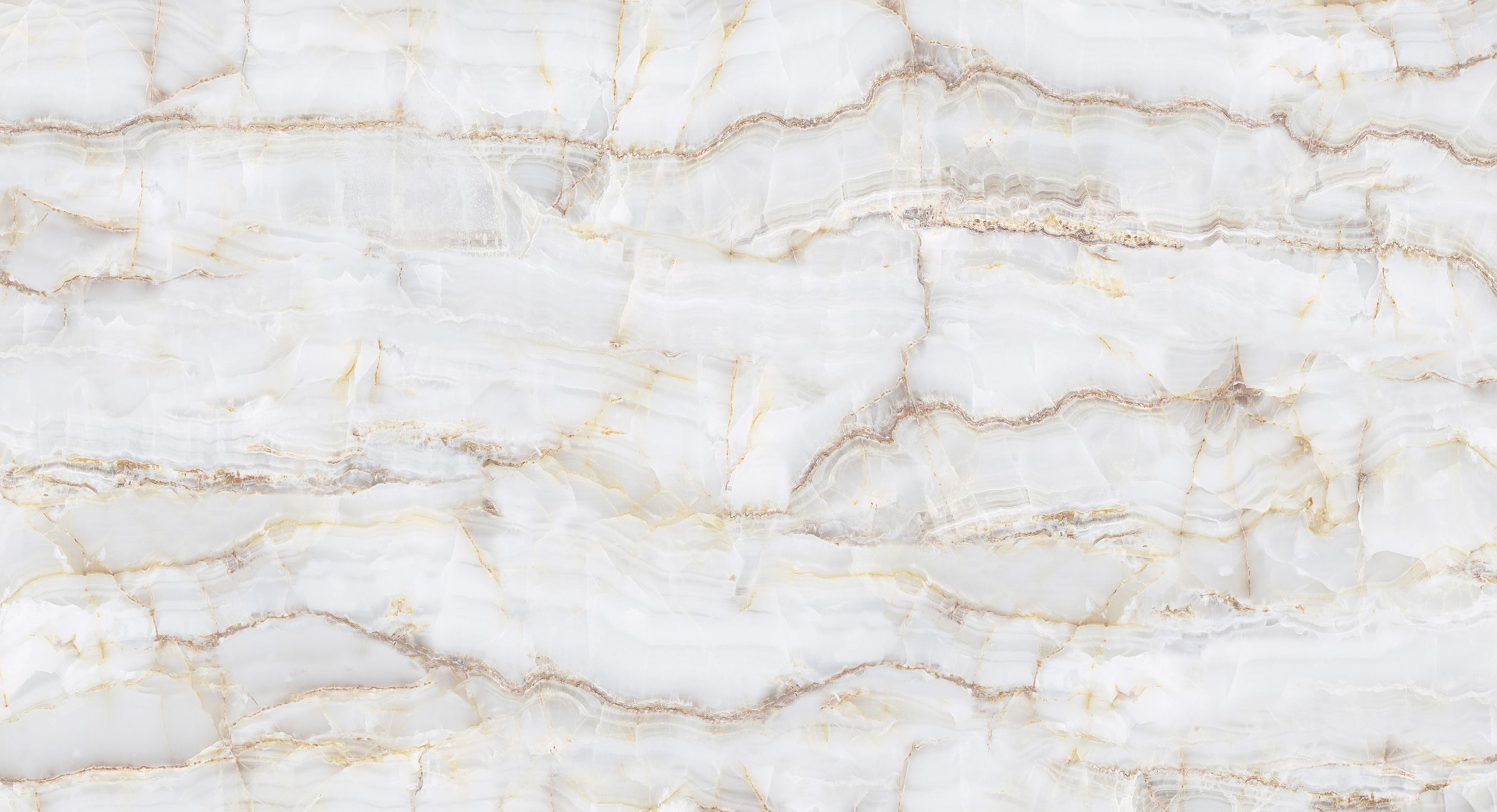 FX ‑ 173 Glacial Vein Marble flexible marble panel showcasing a crisp translucent white backdrop intersected by delicate gold and warm taupe veins that mimic ice‑fractured crevices, by Dunya Home Design.