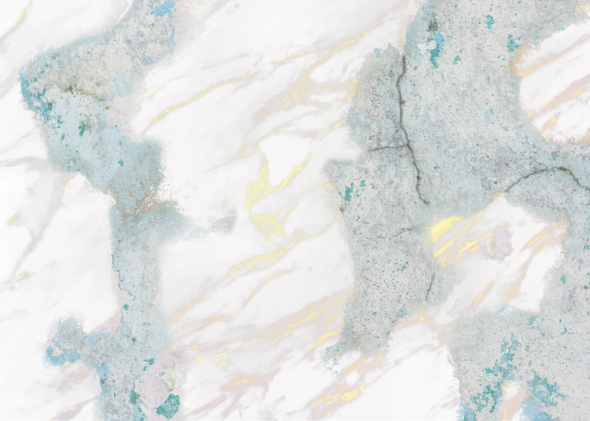 FX10 Grungy Solid Marble flexible panel with white, teal, and yellow accents in an abstract mineral texture pattern.