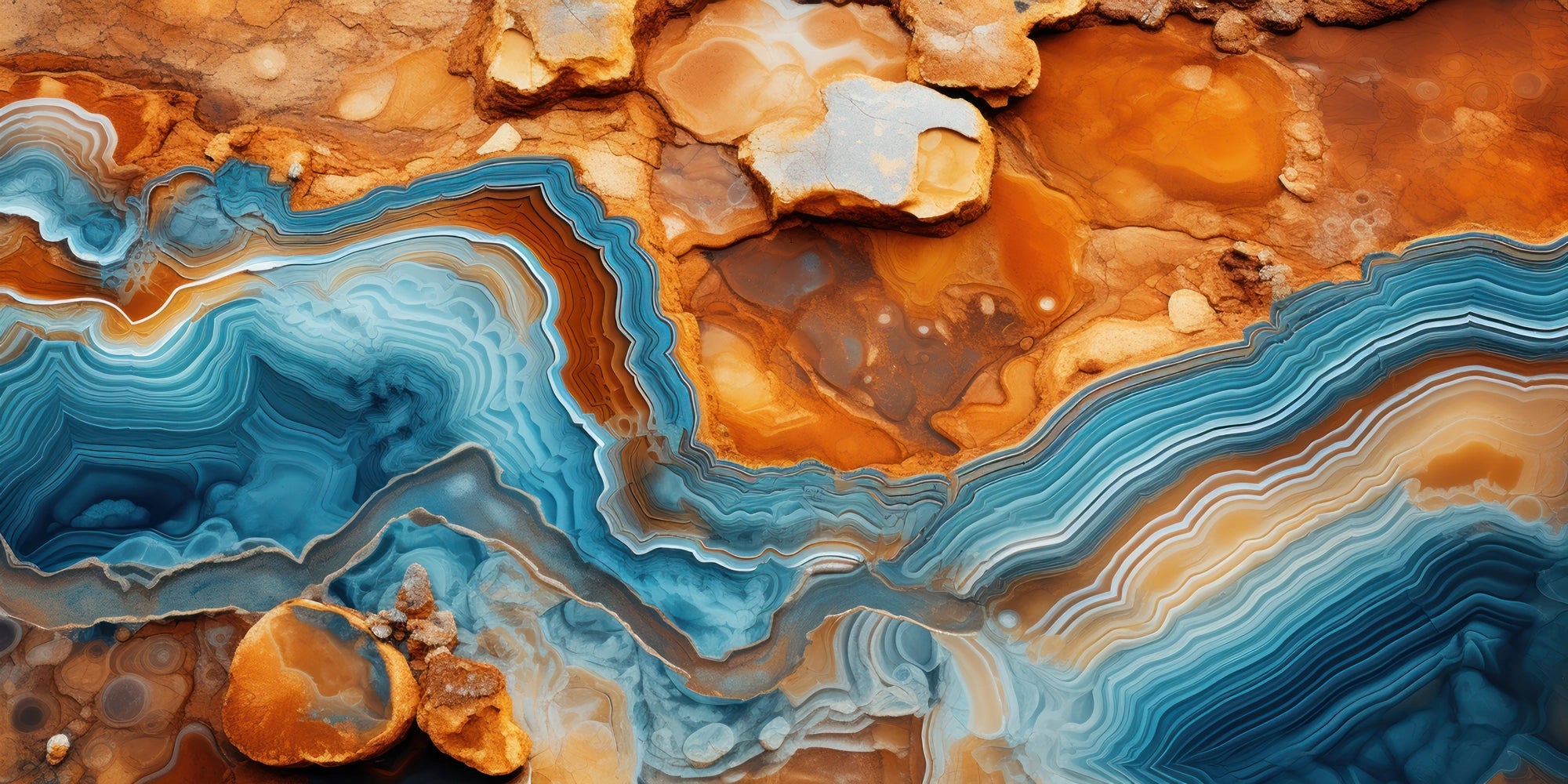 FX6 Flexible Marble panel in flowing azure blue and amber tones – Dunya Home Design