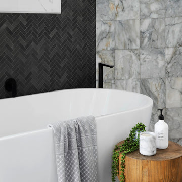 FX8 Flexible Marble panel with a gray square-tile marble pattern – Dunya Home Design