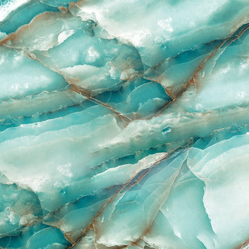 Soft light blue marble with delicate white and golden veining — FX84 Onyx Light Blue by Dunya Home Design.