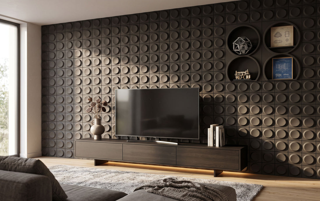Circle Dish 3D Wall Panel - Charcoal Brown PUDNYA008
