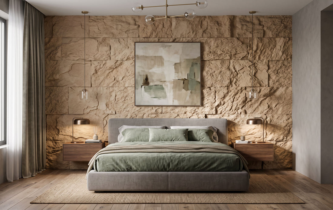 Desert Sandstone Faux Stone 3D Wall Panel – Sand Tan PUDNYA015