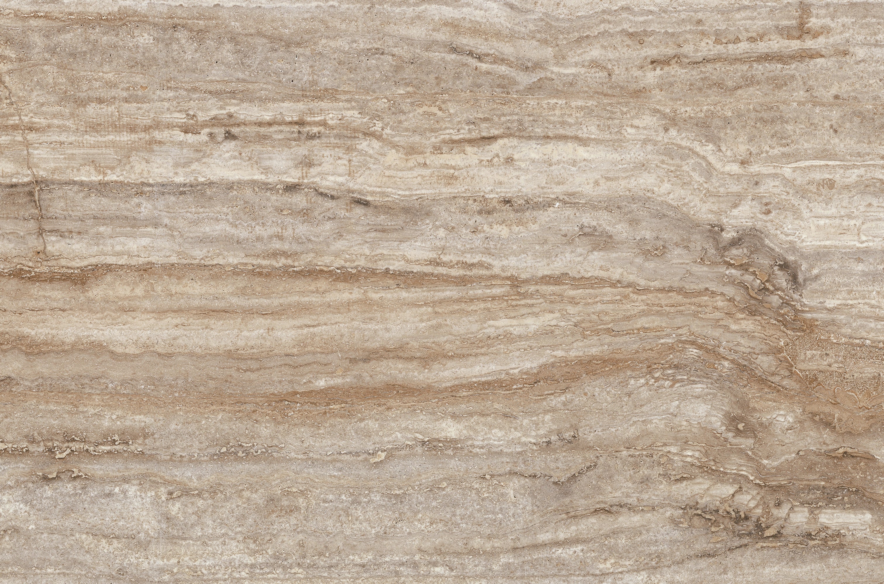FX‑186 Savannah Stria Set flexible marble panel showcasing subtle horizontal bands in sandy beige and warm taupe tones with fine, natural striations and light textural veining, by Dunya Home Design.