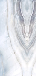 FX‑188 Glacial Mirage Set flexible marble panel showcasing a luminous white background with soft, translucent ice‑blue and silvery‑grey striations forming a mirrored, crystalline pattern reminiscent of frozen layers, by Dunya Home Design.