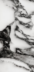 FX ‑ 158 Black Veined White Marble flexible marble panel showcasing a pristine white background crisscrossed with bold charcoal‑gray veining reminiscent of fine ink strokes, by Dunya Home Design.