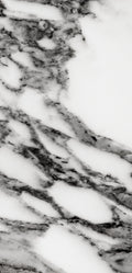 FX ‑ 158 Black Veined White Marble flexible marble panel showcasing a pristine white background crisscrossed with bold charcoal‑gray veining reminiscent of fine ink strokes, by Dunya Home Design.