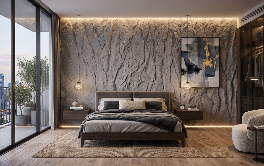 Fractured Rock Faux Stone 3D Wall Panel - Stone Gray PUDNYA004