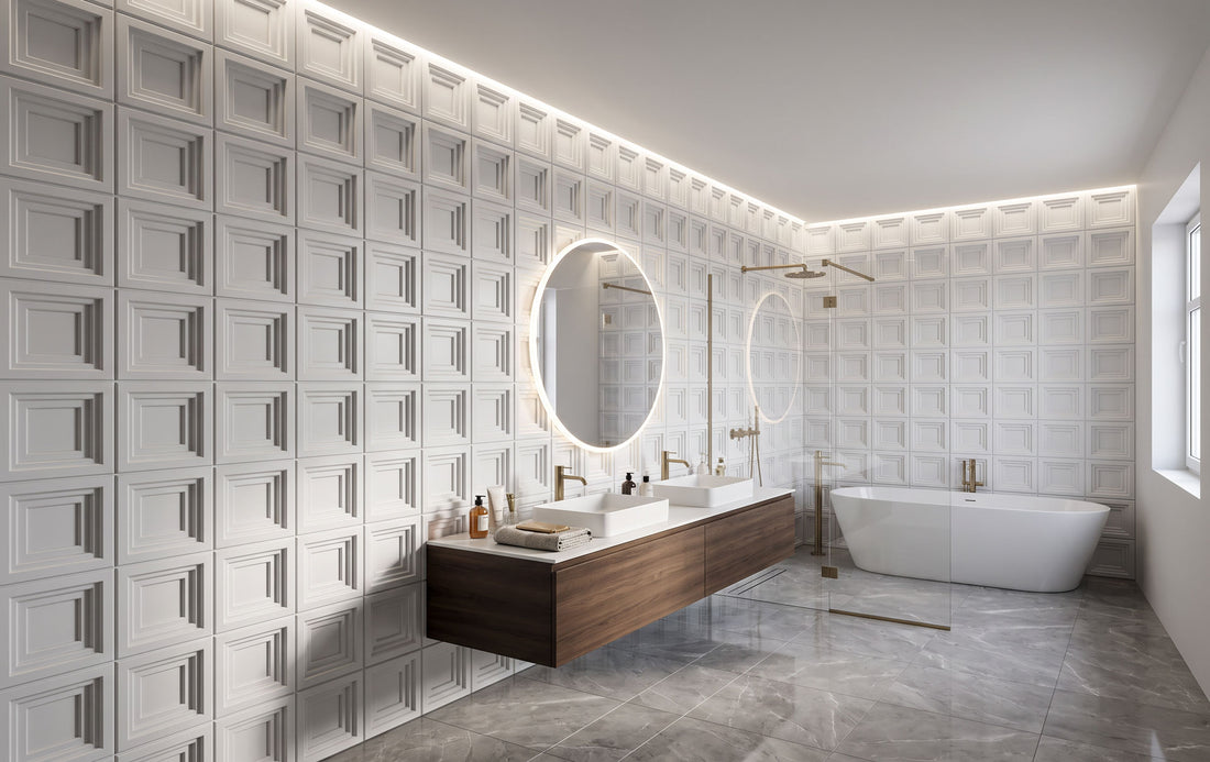 Framed Square Open-Cut 3D Wall Panel – White PUDNYA012