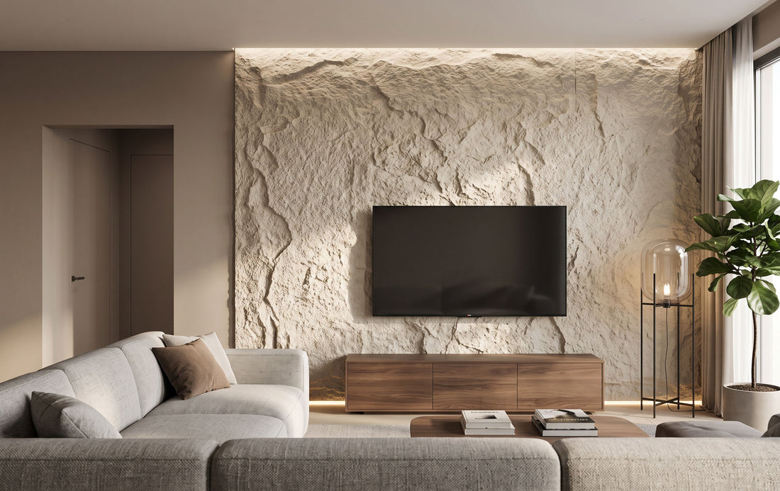 Natural Cleft Faux Stone 3D Wall Panel – Ivory Cream PUDNYA003