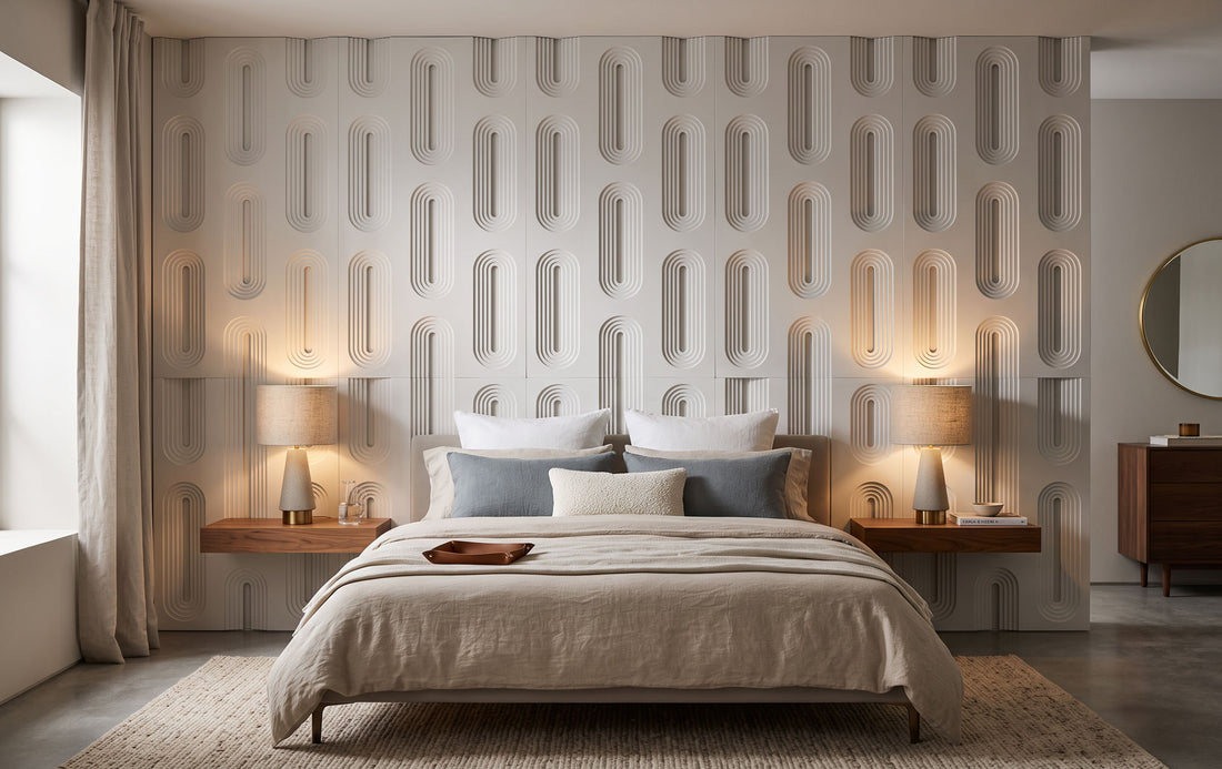 Racetrack Arch Open-Cut 3D Wall Panel – White PUDNYA014