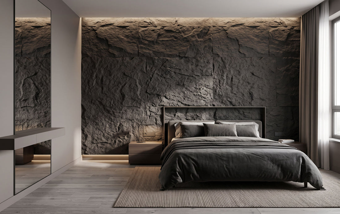 Volcanic Rock Faux Stone 3D Wall Panel - Dark Espresso PUDNYA005