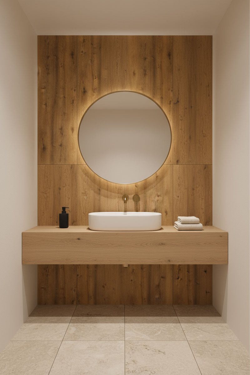 Bathroom wooden wall panel