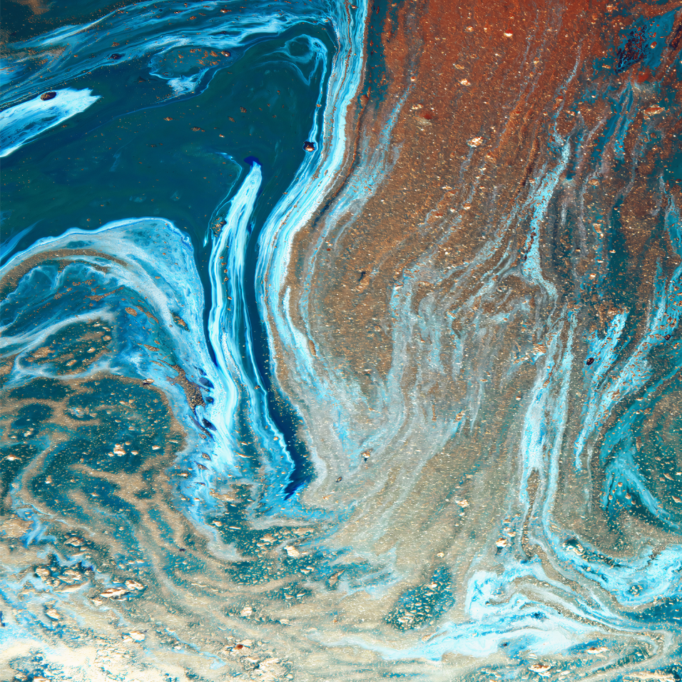 Marbled pattern with blue, gold, and brown colors