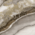 FX‑039 Calacatta Light Brown flexible marble panel showcasing rich light brown and taupe veins sweeping across a soft white background with subtle cream and gray accents, by Dunya Home Design