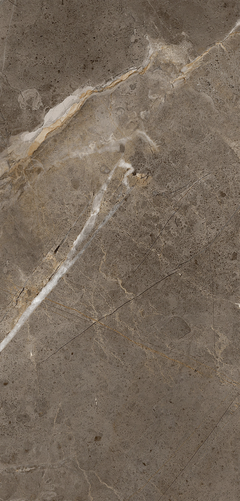 FX‑053 Soft Grey flexible marble panel showcasing a smooth soft grey background with delicate white and subtle gold vein patterns and fine mineral speckles, by Dunya Home Design.