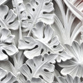 FX‑111 Ceramic Leaf Motif flexible marble panel featuring embossed white ceramic‑inspired tropical leaf and flower relief patterns with fine surface texture, by Dunya Home Design.