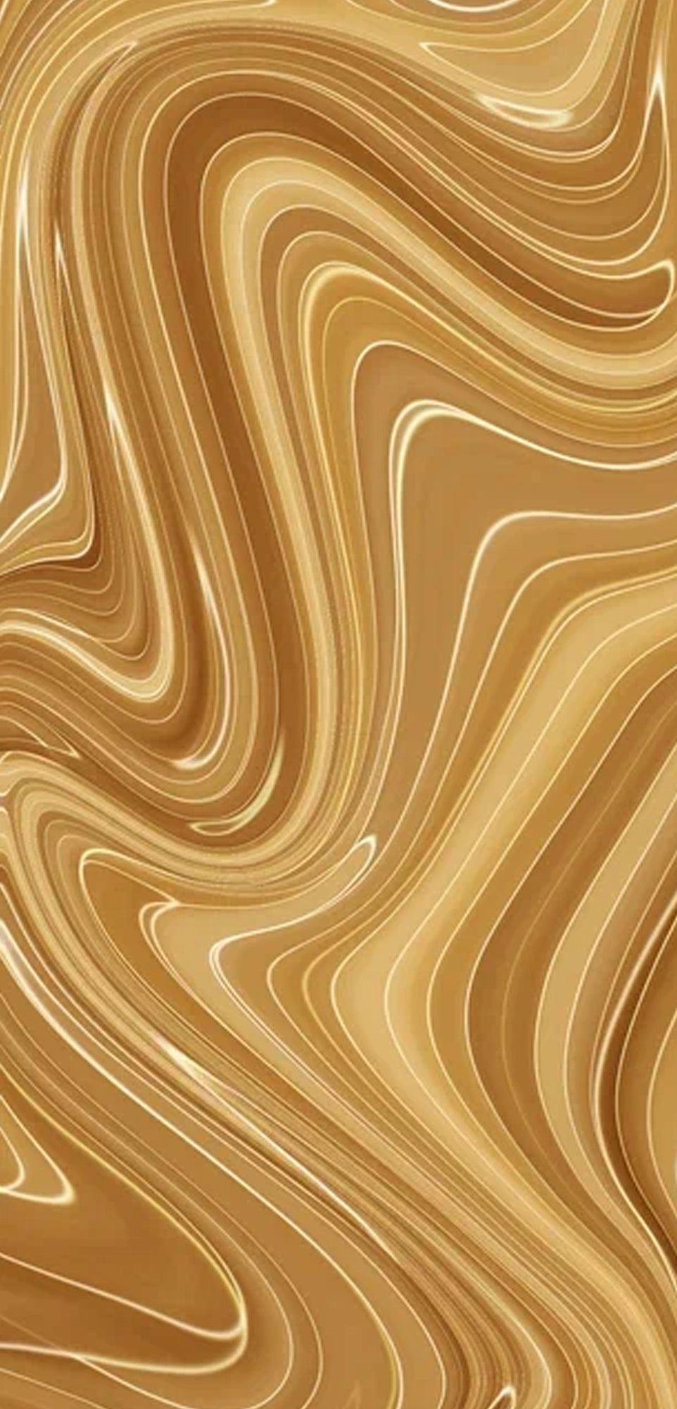 FX‑114 Liquid Gold Wave flexible marble panel showcasing fluid metallic gold wave patterns with glossy highlights and smooth undulating lines, by Dunya Home Design.