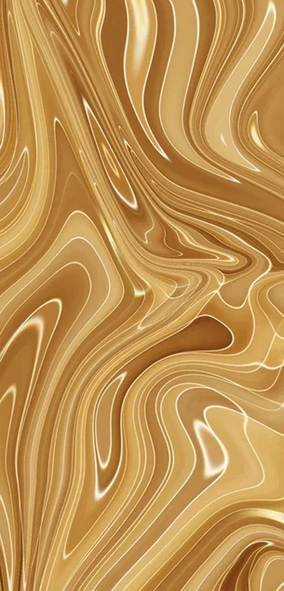 FX‑114 Liquid Gold Wave flexible marble panel showcasing fluid metallic gold wave patterns with glossy highlights and smooth undulating lines, by Dunya Home Design.