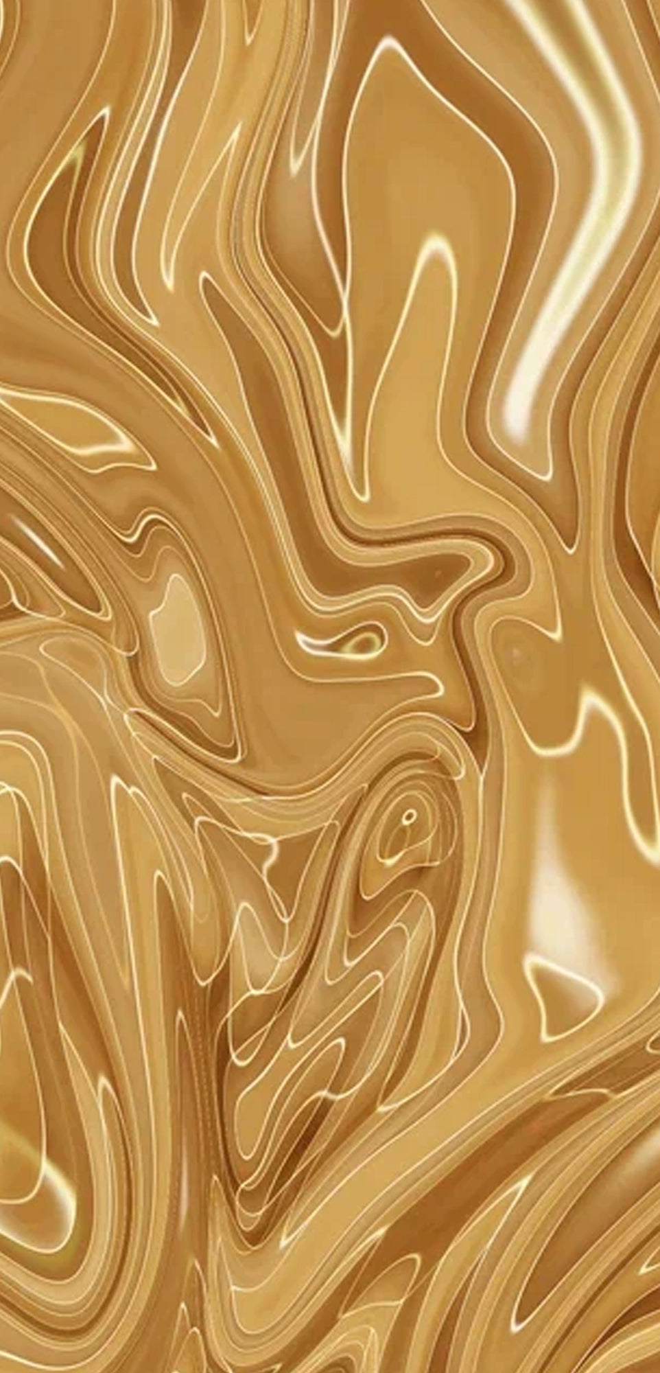FX‑114 Liquid Gold Wave flexible marble panel showcasing fluid metallic gold wave patterns with glossy highlights and smooth undulating lines, by Dunya Home Design.