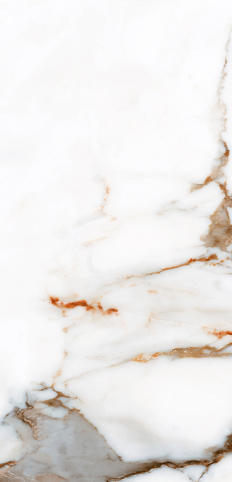 FX‑122 Ember Vein Marble flexible marble panel showcasing a bright white base with bold ember‑orange and warm gray vein patterns mimicking molten marble flows, by Dunya Home Design.