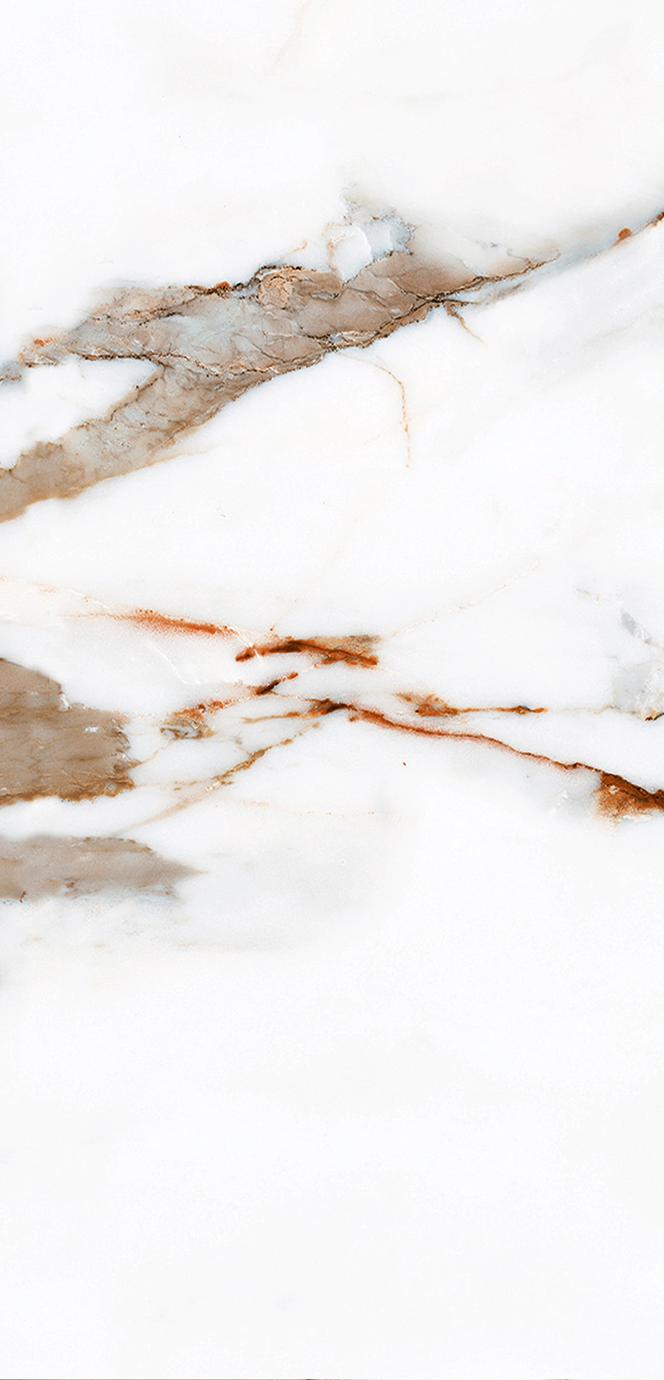 FX‑122 Ember Vein Marble flexible marble panel showcasing a bright white base with bold ember‑orange and warm gray vein patterns mimicking molten marble flows, by Dunya Home Design.