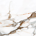 FX‑122 Ember Vein Marble flexible marble panel showcasing a bright white base with bold ember‑orange and warm gray vein patterns mimicking molten marble flows, by Dunya Home Design.