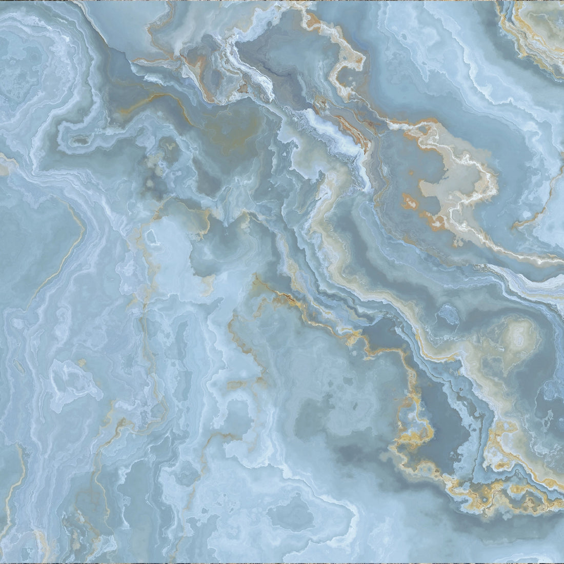 FX‑132 Ocean Crest Marble flexible marble panel showcasing soothing ocean‑blue and soft gray swirling onyx patterns highlighted with subtle sandy beige accents, by Dunya Home Design.