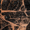 “FX‑151 Midnight Copper Marble” flexible panel by Dunya Home Design: deep black marble background shot through with bold, metallic copper veins and shimmering flecks, creating a dramatic contrast of dark and warm metallic tones with an intricate, fractured pattern.
