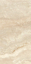 FX ‑ 171 Desert Vein Travertine Marble flexible marble panel showcasing a warm ivory‑beige background gently banded with soft sandy‑ochre veins, featuring natural pitted textures and subtle striations that evoke windswept desert dunes, by Dunya Home Design.