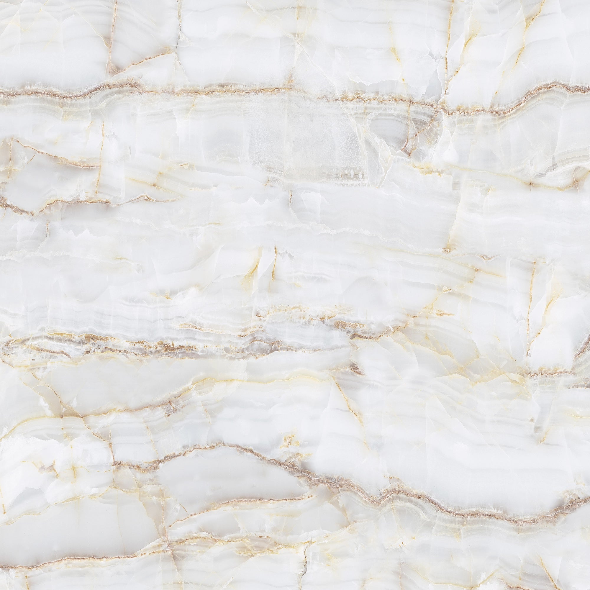 FX ‑ 173 Glacial Vein Marble flexible marble panel showcasing a crisp translucent white backdrop intersected by delicate gold and warm taupe veins that mimic ice‑fractured crevices, by Dunya Home Design.