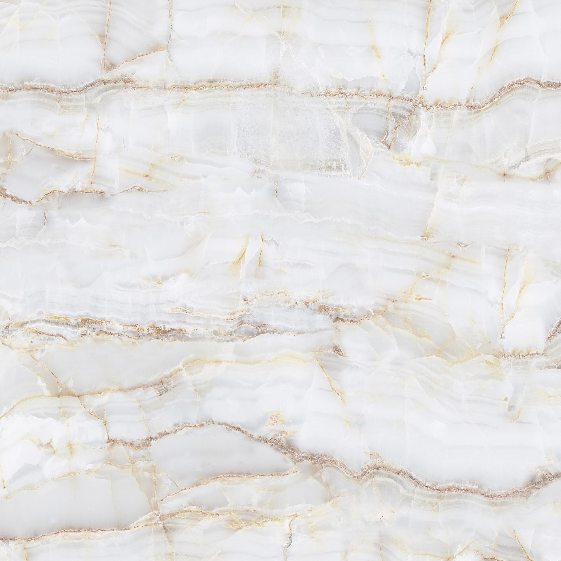 FX ‑ 173 Glacial Vein Marble flexible marble panel showcasing a crisp translucent white backdrop intersected by delicate gold and warm taupe veins that mimic ice‑fractured crevices, by Dunya Home Design.