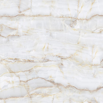 FX ‑ 173 Glacial Vein Marble flexible marble panel showcasing a crisp translucent white backdrop intersected by delicate gold and warm taupe veins that mimic ice‑fractured crevices, by Dunya Home Design.