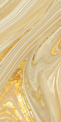 FX ‑ 174 Liquid Gold Veil Marble flexible marble panel showcasing fluid, ribbon‑like bands of ivory and pale champagne swirled with lustrous metallic gold streaks that shimmer like molten metal, by Dunya Home Design