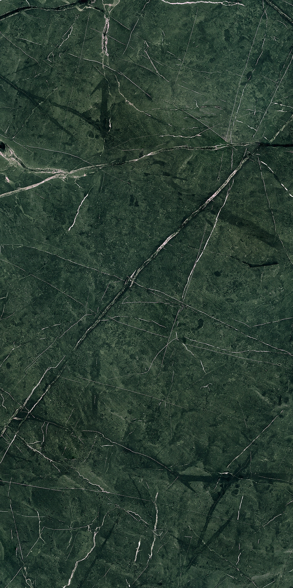 FX ‑ 175 Emerald Veil Marble flexible marble panel showcasing a rich, forest‑green background veined with fine silvery‑white and subtle rose‑pink streaks that crisscross like delicate fissures, by Dunya Home Design.