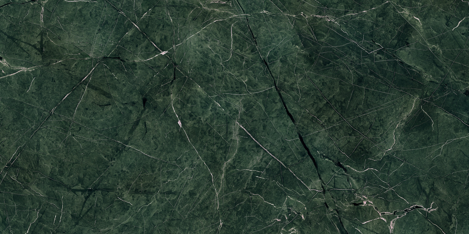 FX ‑ 175 Emerald Veil Marble flexible marble panel showcasing a rich, forest‑green background veined with fine silvery‑white and subtle rose‑pink streaks that crisscross like delicate fissures, by Dunya Home Design.