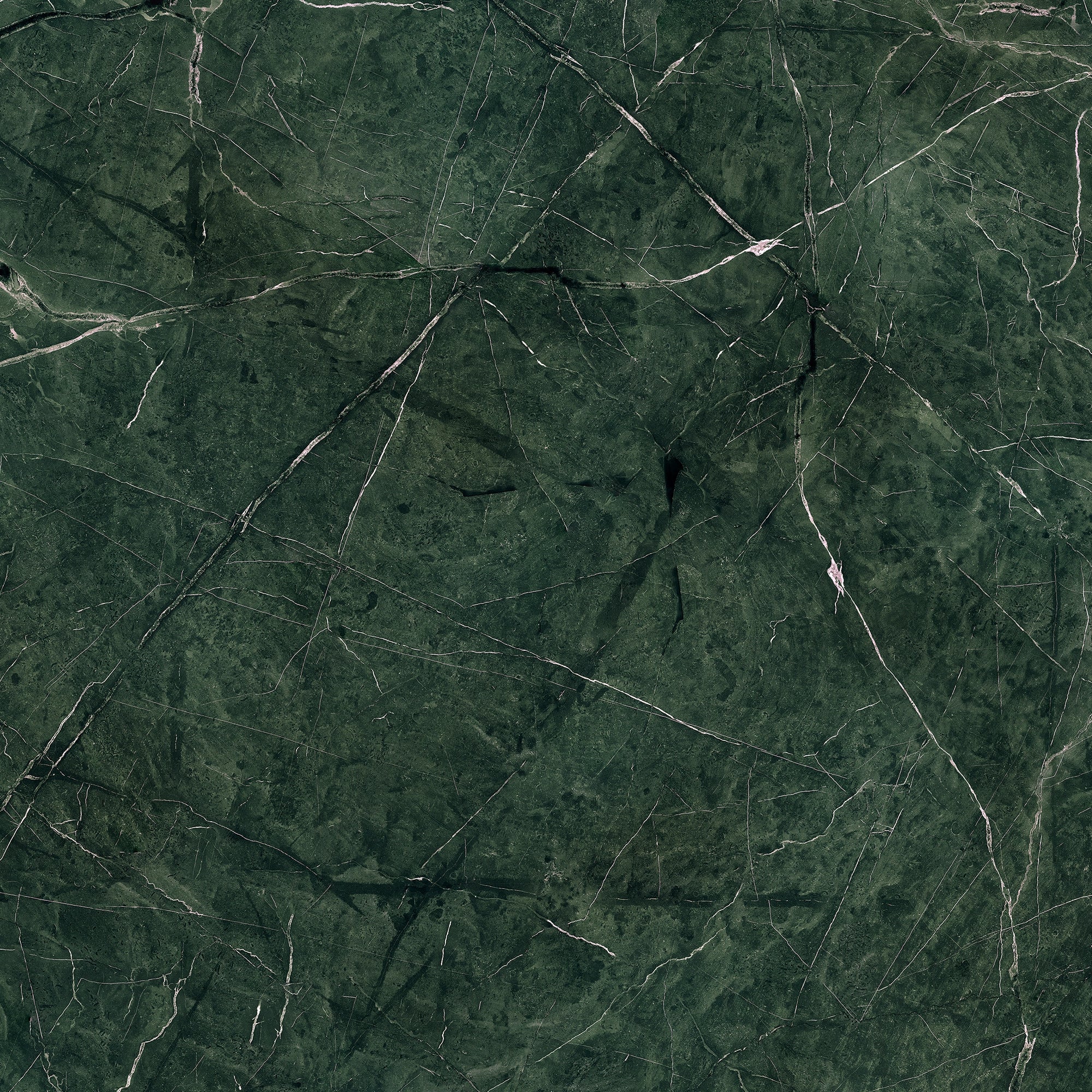 FX ‑ 175 Emerald Veil Marble flexible marble panel showcasing a rich, forest‑green background veined with fine silvery‑white and subtle rose‑pink streaks that crisscross like delicate fissures, by Dunya Home Design.