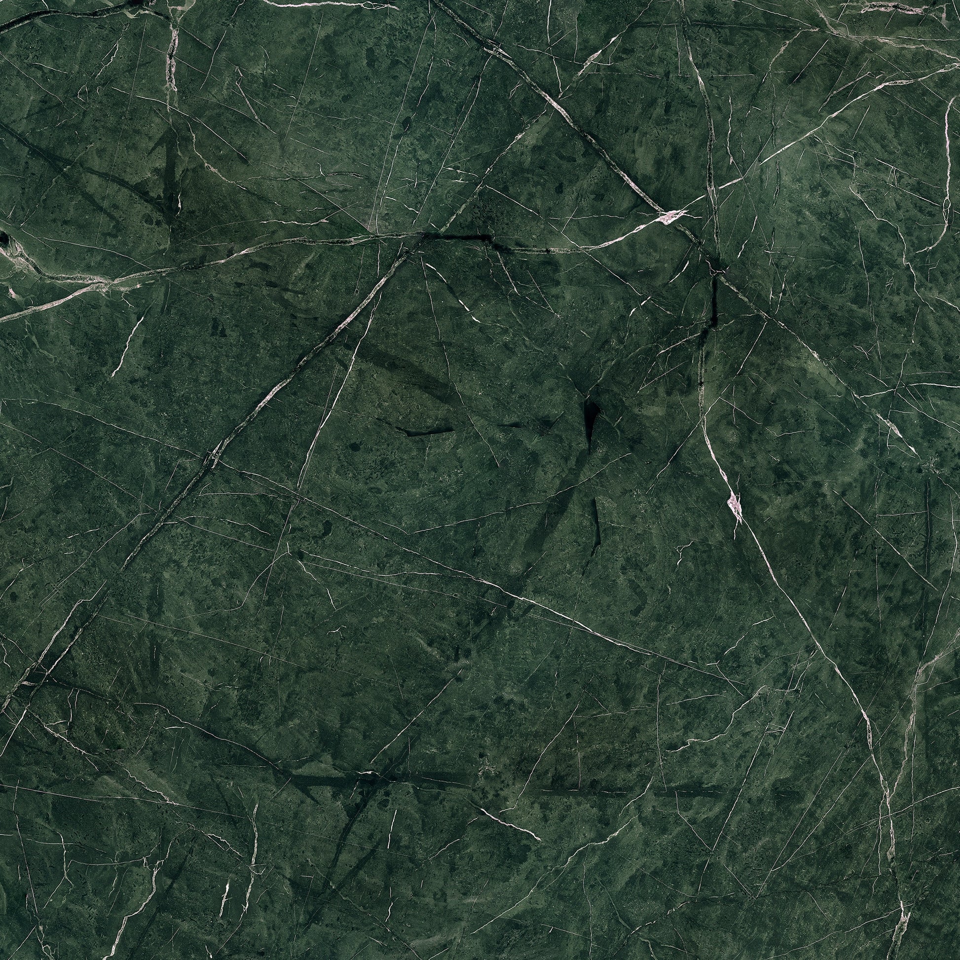 FX ‑ 175 Emerald Veil Marble flexible marble panel showcasing a rich, forest‑green background veined with fine silvery‑white and subtle rose‑pink streaks that crisscross like delicate fissures, by Dunya Home Design.