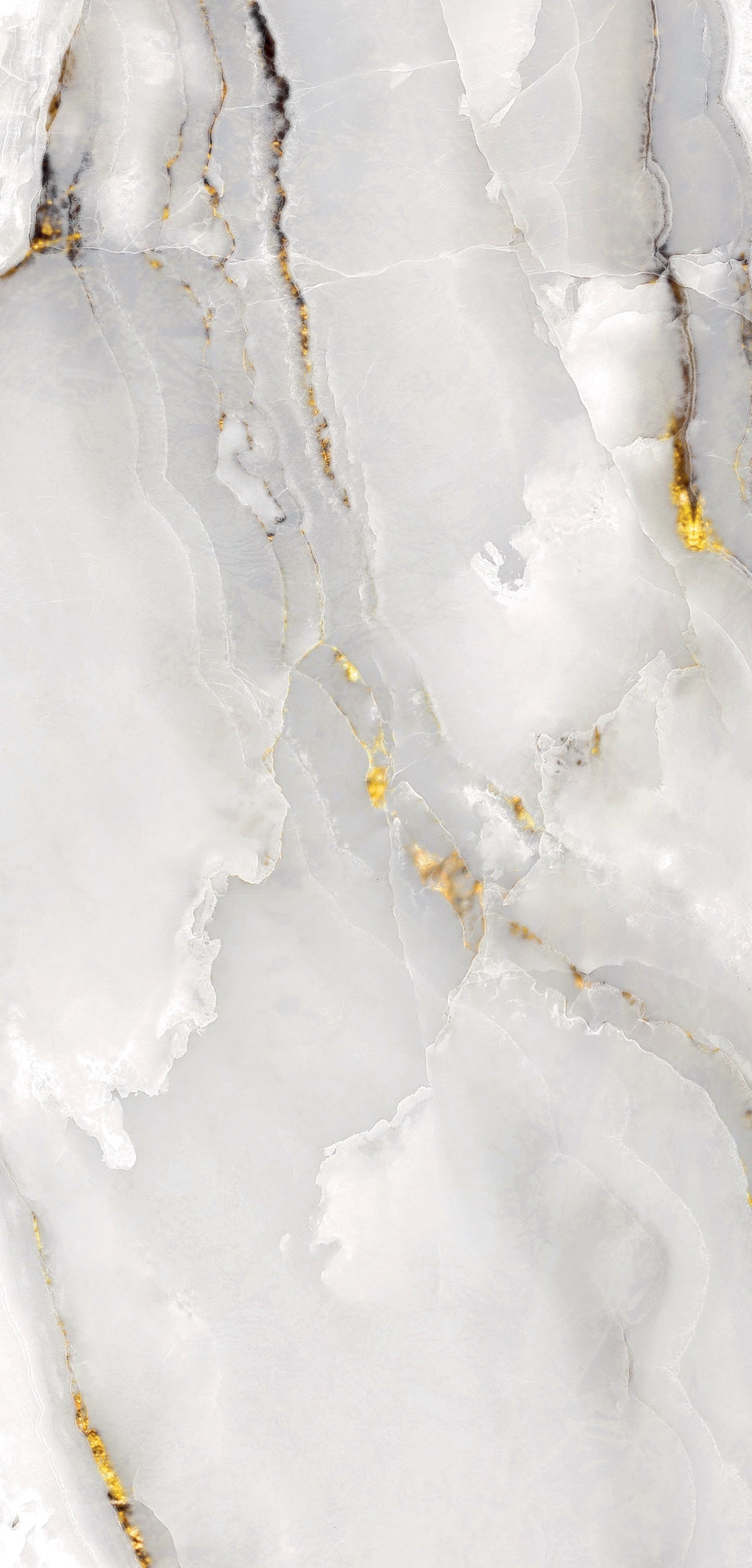 Radiant white marble with rich gold veining — FX38 Calacatta Gold by Dunya Home Design.