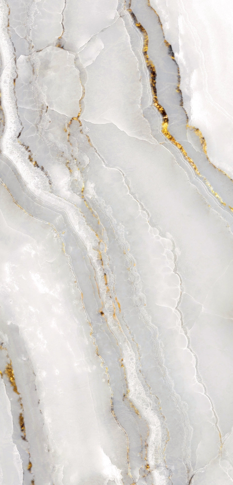 Radiant white marble with rich gold veining — FX38 Calacatta Gold by Dunya Home Design.