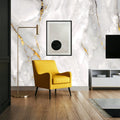 Radiant white marble with rich gold veining — FX38 Calacatta Gold by Dunya Home Design.