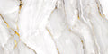 Radiant white marble with rich gold veining — FX38 Calacatta Gold by Dunya Home Design.