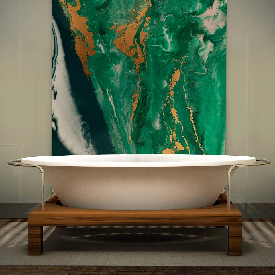 FX5 Flexible Marble panel in vivid green jade with gold veining – Dunya Home Design