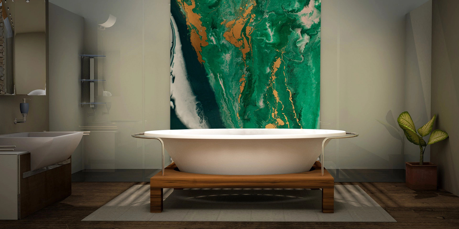 FX5 Flexible Marble panel in vivid green jade with gold veining – Dunya Home Design
