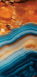 FX6 Flexible Marble panel in flowing azure blue and amber tones – Dunya Home Design