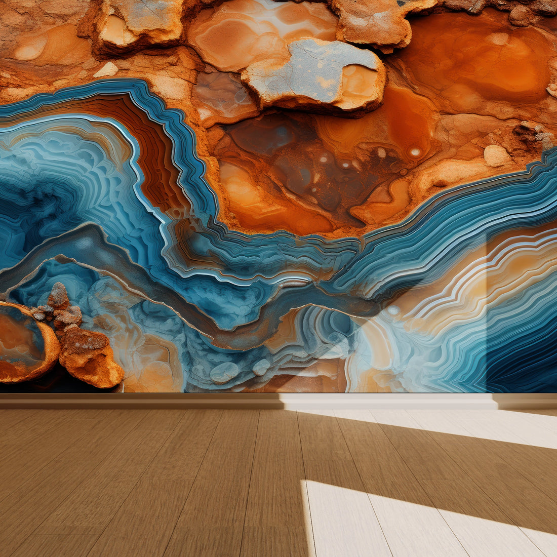 FX6 Flexible Marble panel in flowing azure blue and amber tones – Dunya Home Design