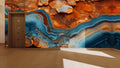 FX6 Flexible Marble panel in flowing azure blue and amber tones – Dunya Home Design