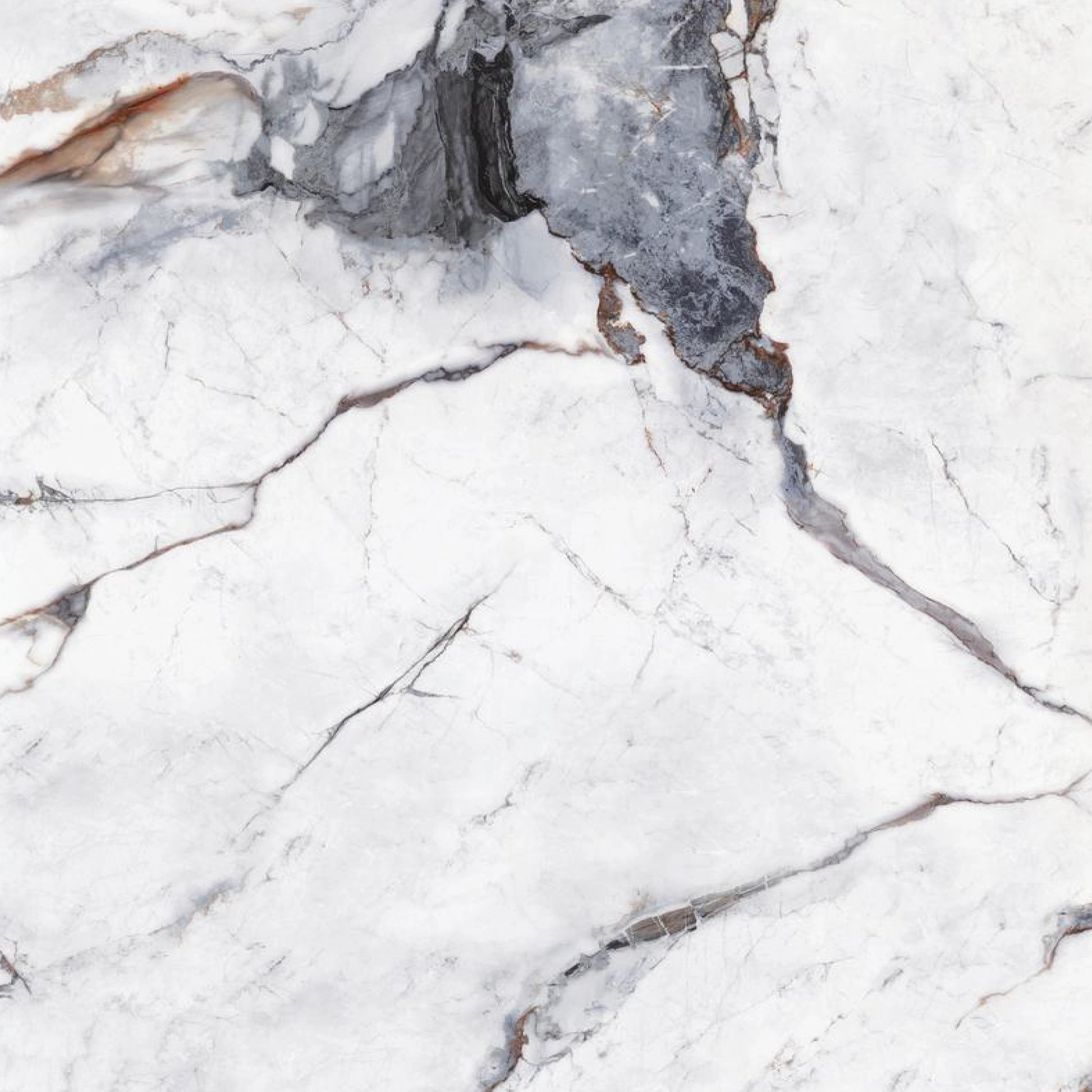 PVC wall panel with dramatic charcoal, rust, and slate blue marble veining – RS3056-1 by Dunya Home Design