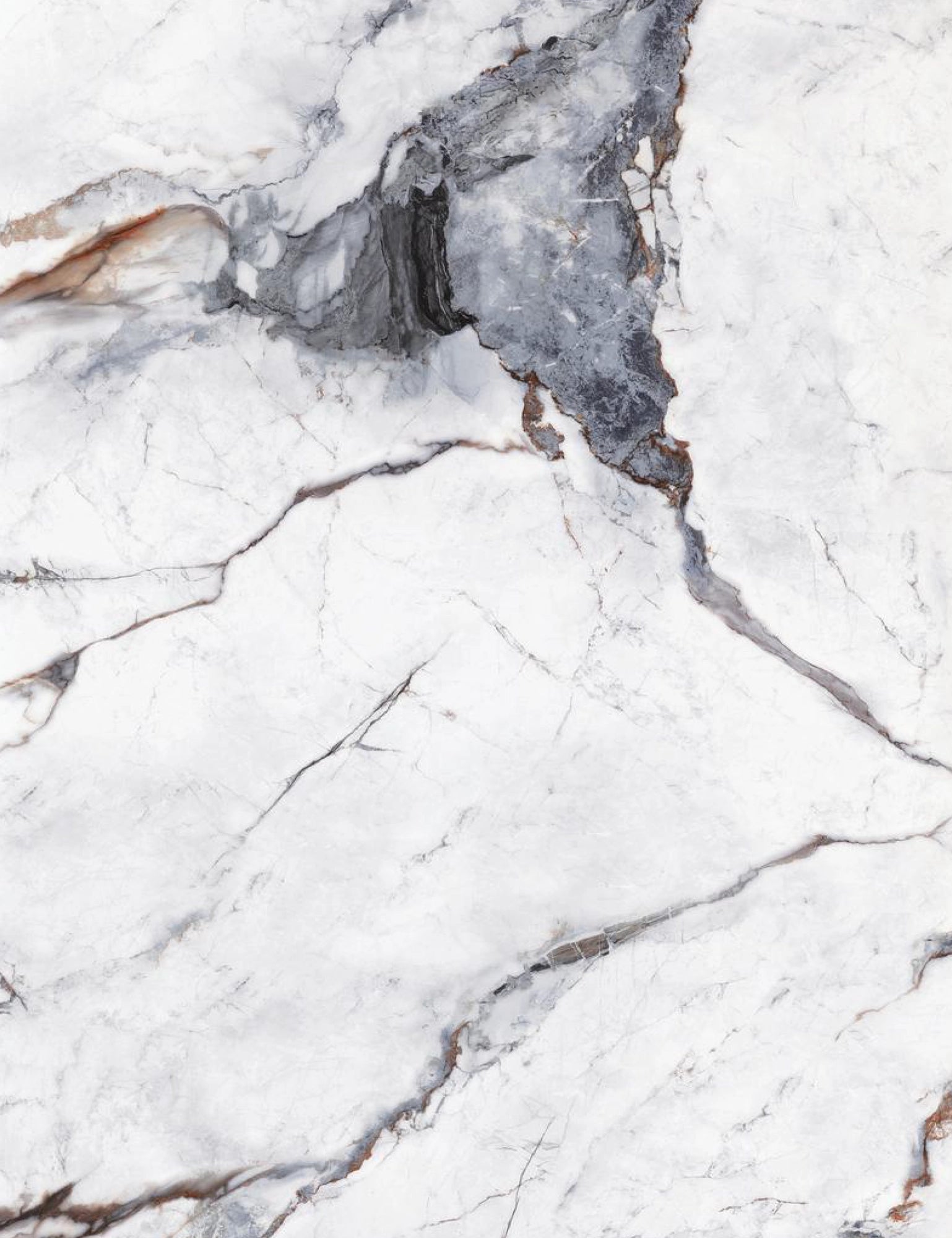 PVC wall panel with dramatic charcoal, rust, and slate blue marble veining – RS3056-1 by Dunya Home Design